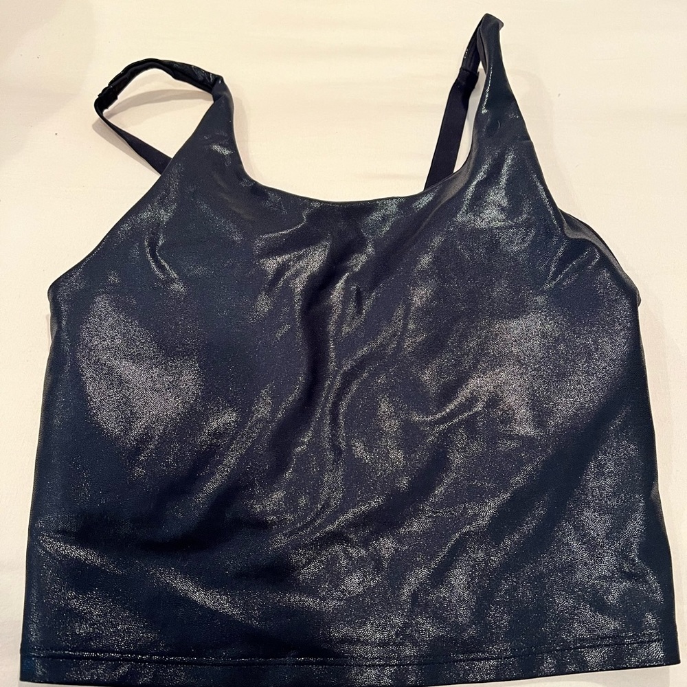 Shimmery black sports bra